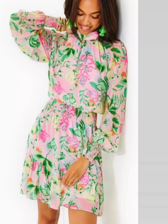 Lilly Pulitzer Dresses & Skirts - Lilly Pulitzer EllieLynn Long Sleeve Mini Dress Via Amore Spritzer 12 or 14